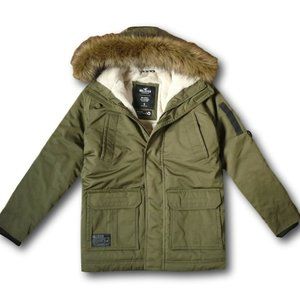 Hollister All Weather Faux-Fur Olive Green Parka